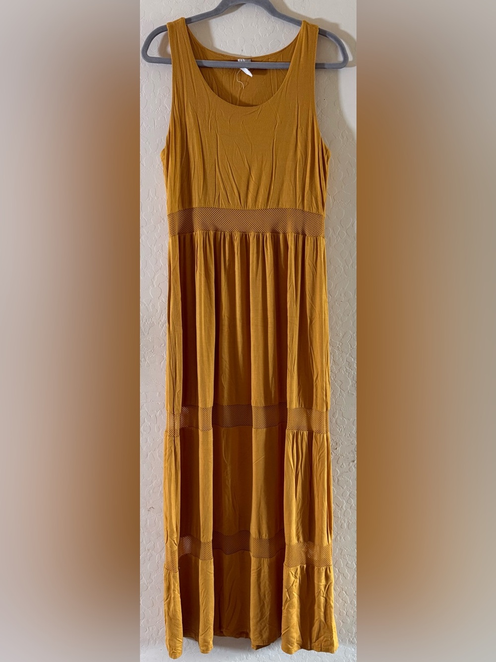 Cable & Gauge, large, sleeveless mustard color maxi dress